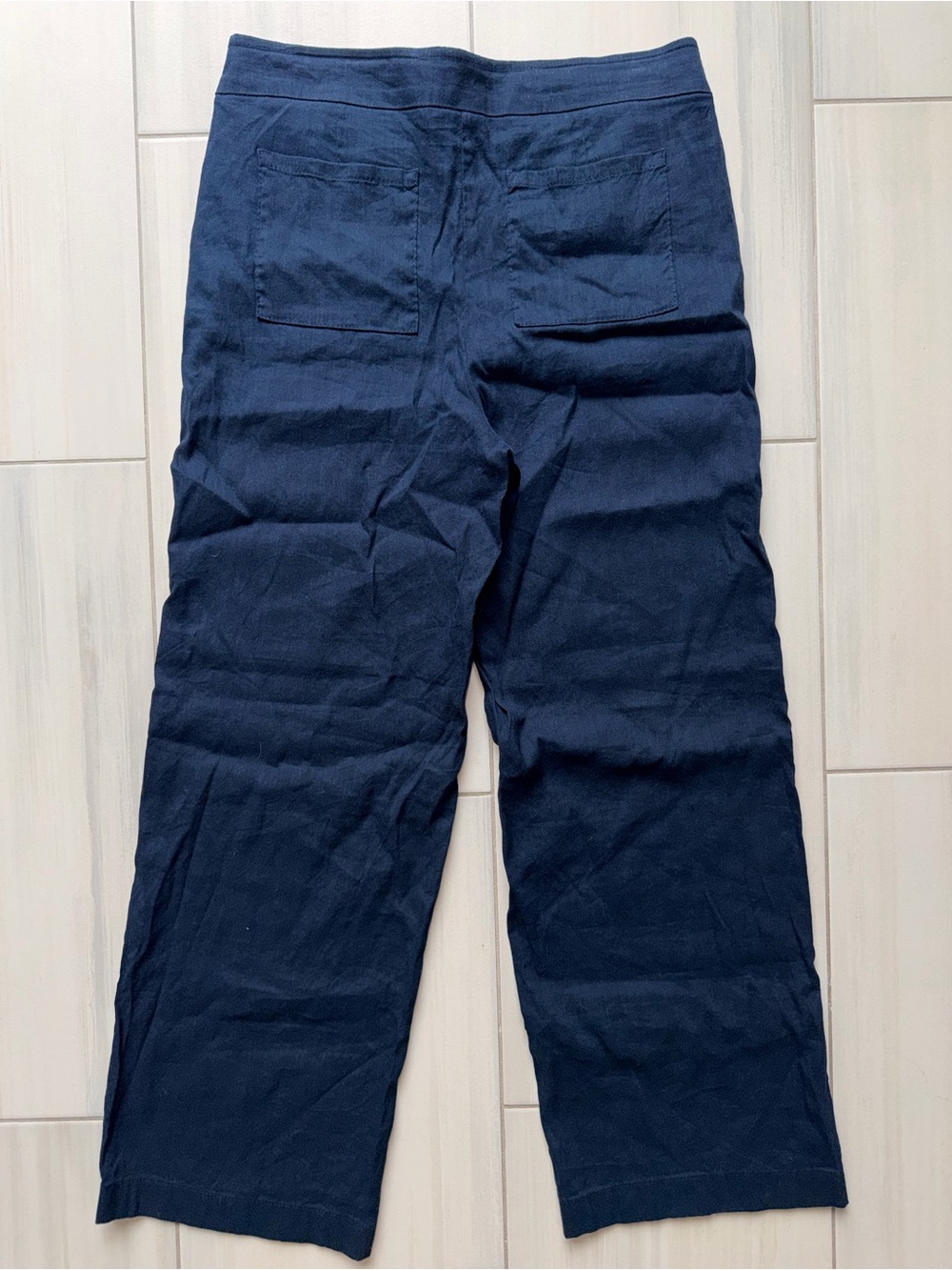 Chico’s Women’s Navy Straight-Leg Linen Pants size 12 - Picture 3 of 5